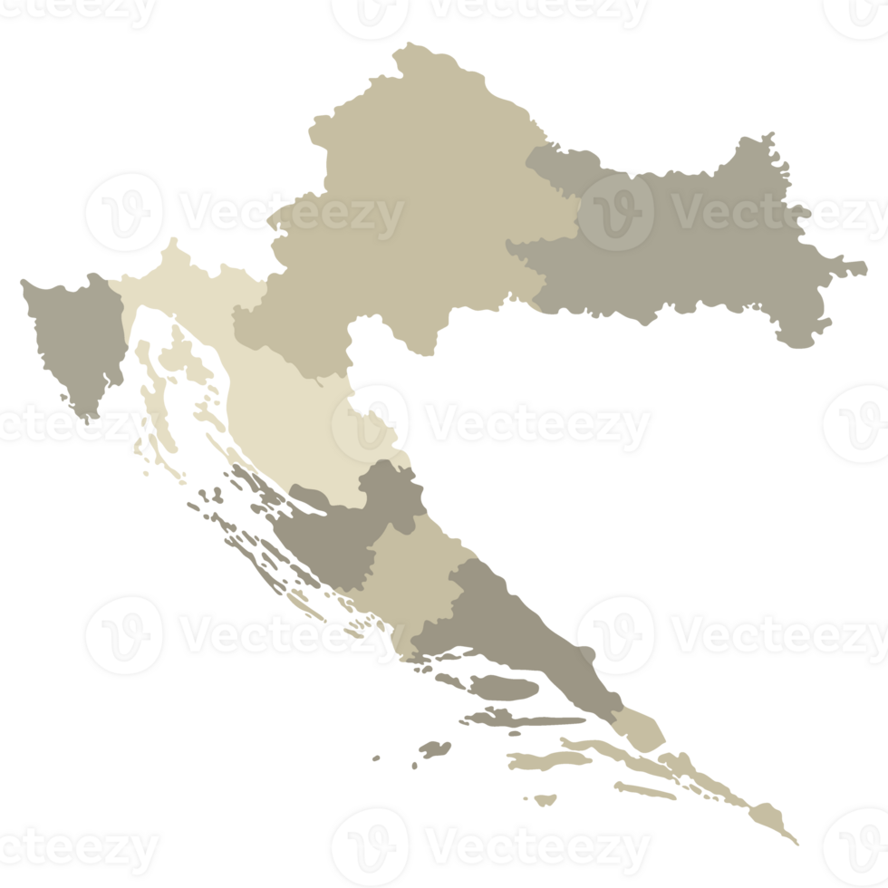 Croacia mapa. mapa de Croacia en ocho red eléctrica regiones en multicolor png