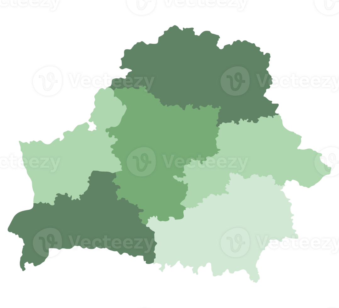 Belarus map. Map of Belarus in administrative provinces in multicolor png