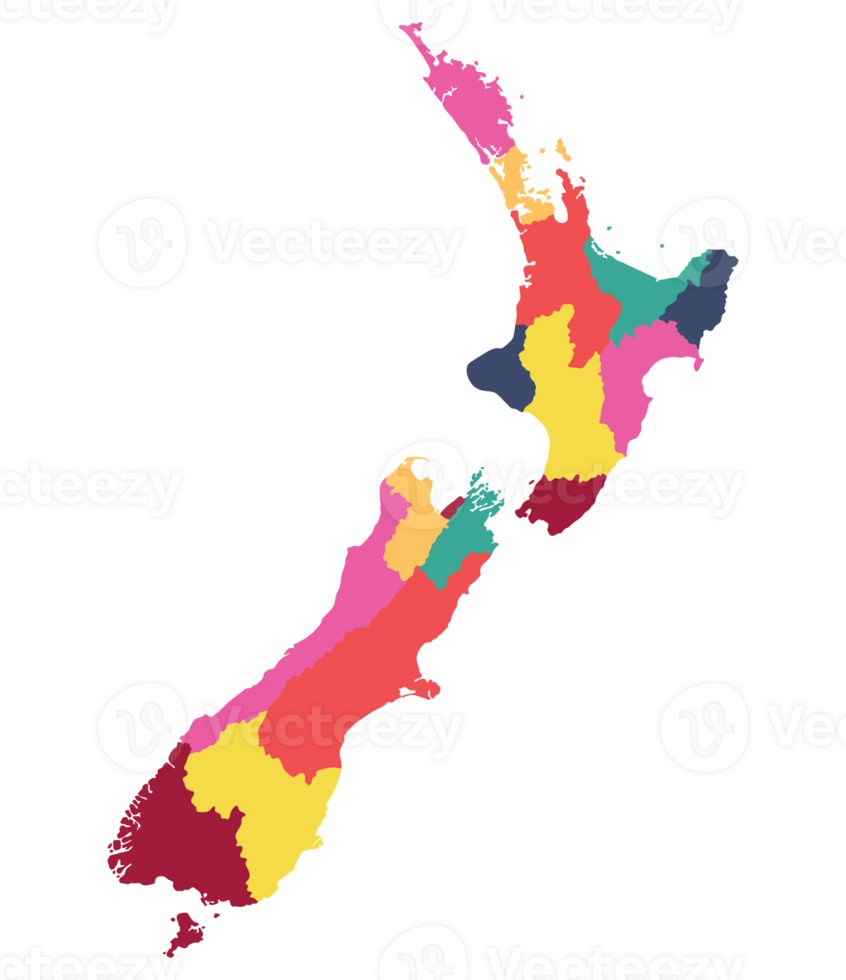 New Zealand map. Map of New Zealand in administrative provinces png