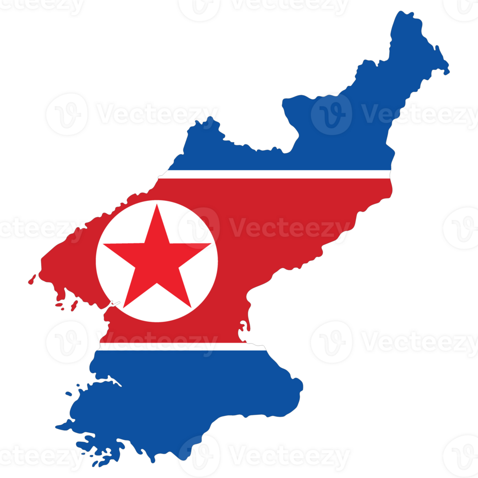 North Korea and South Korea map. Map of Korea with flag png
