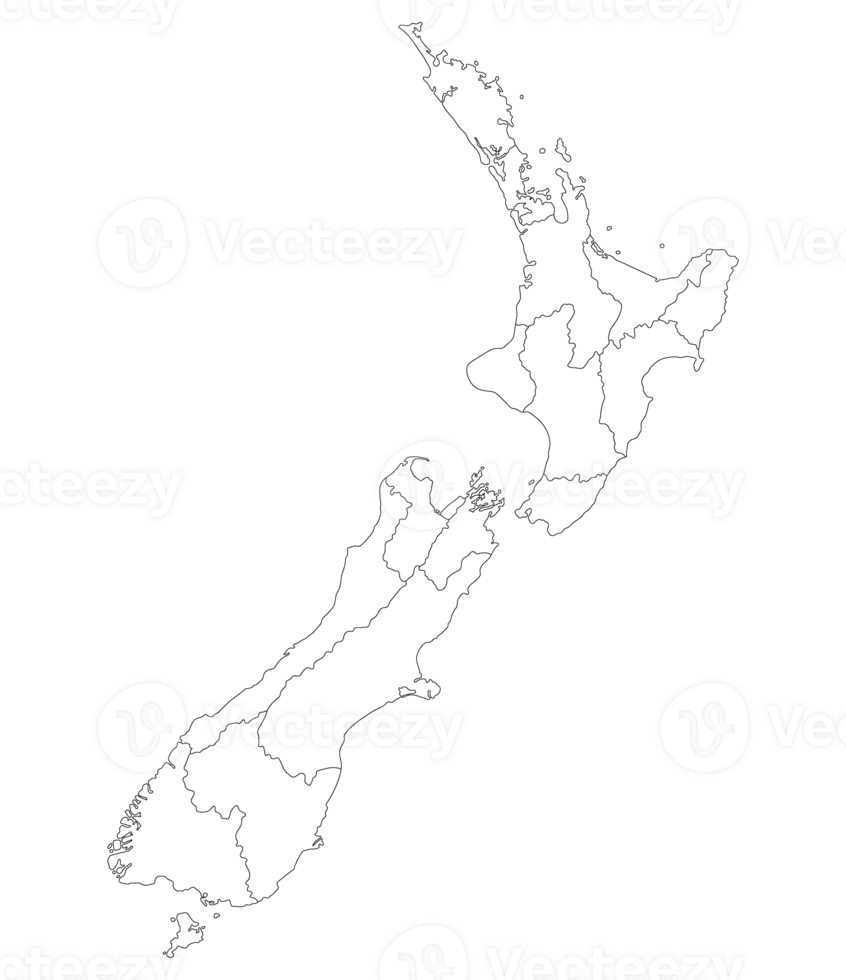 nieuw Zeeland kaart. kaart van nieuw Zeeland in administratief provincies in wit kleur png