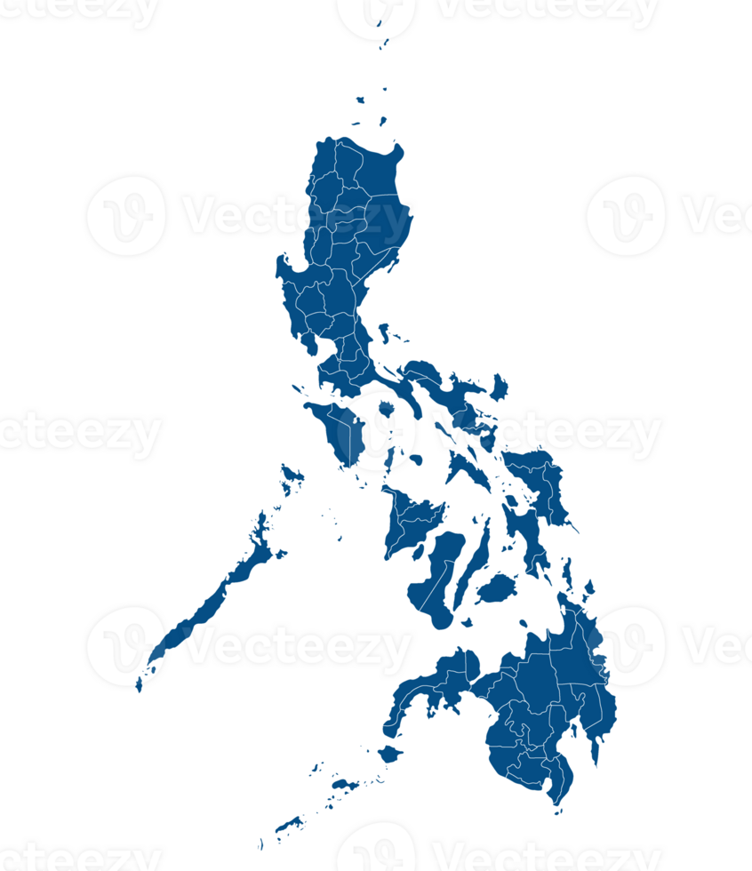 Philippines map. Map of Philippines in administrative provinces in blue color png