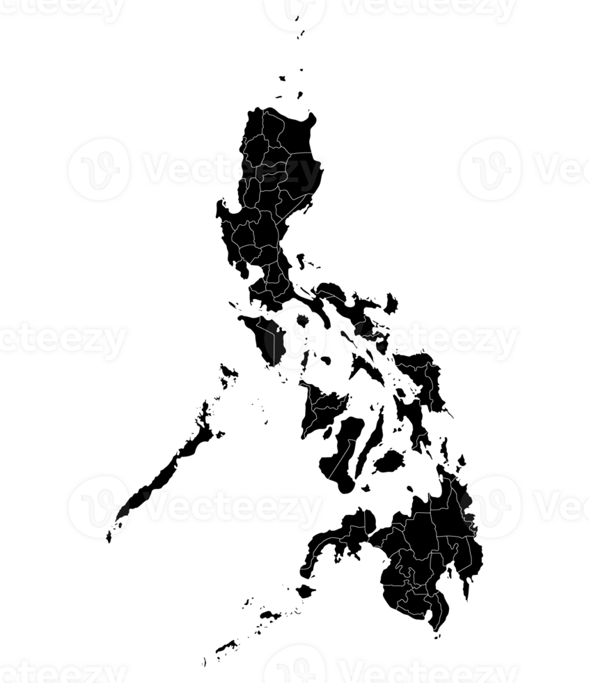 Philippines map. Map of Philippines in administrative provinces in black color png