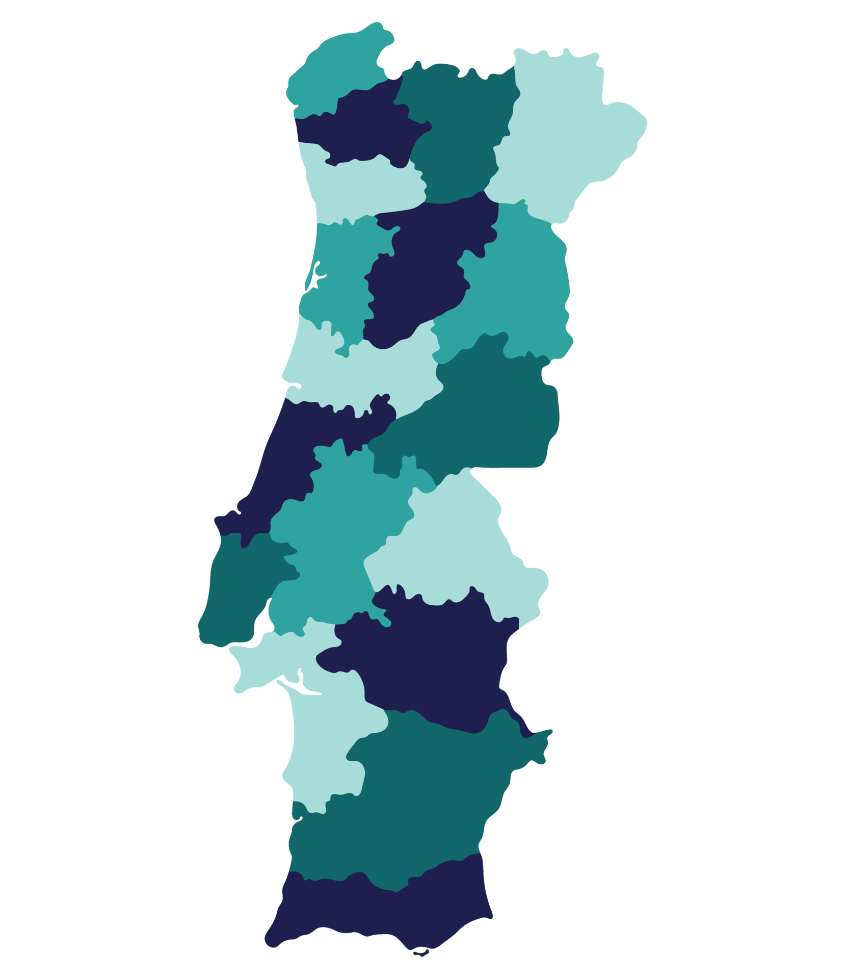 Portugal mapa. mapa de Portugal en administrativo provincias en