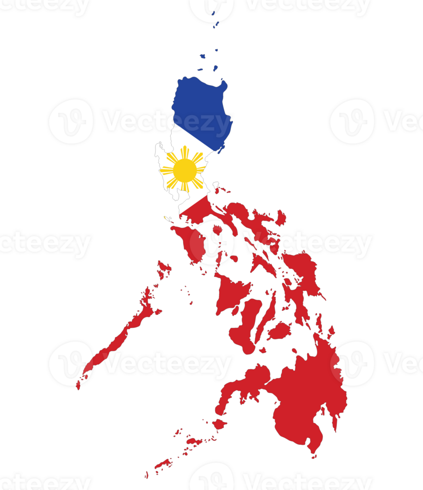 Philippines map. Map of Philippines with Philippines flag png