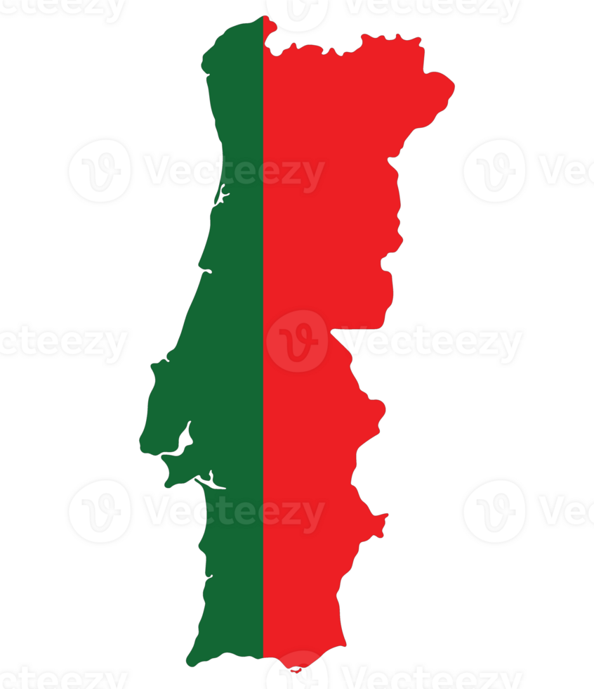 Portugal map. Map of Portugal with Portugal flag png
