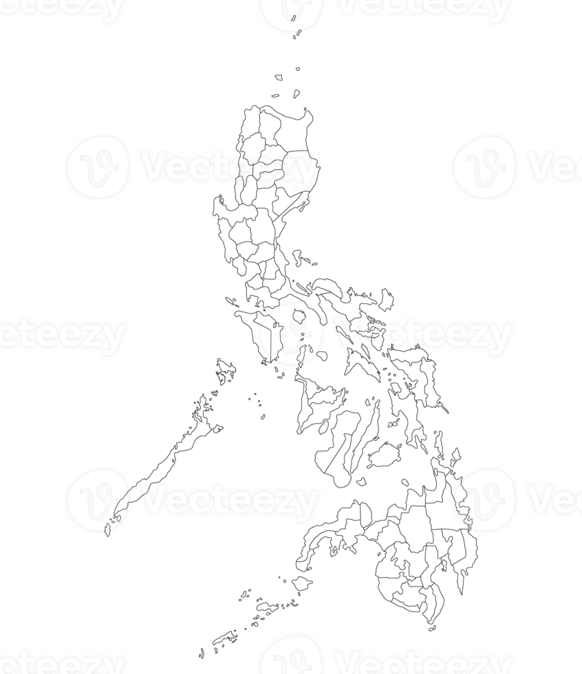 Philippines map. Map of Philippines in administrative provinces in white color png