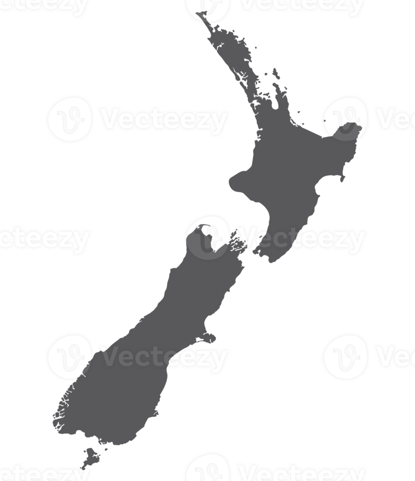 New Zealand map. Map of New Zealand in grey color png