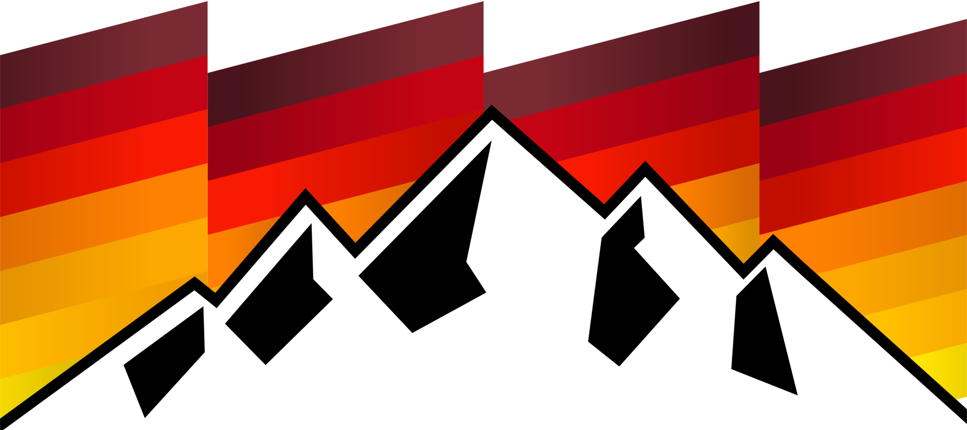 black mountain with waves diagonal sunrise stripes transparent png