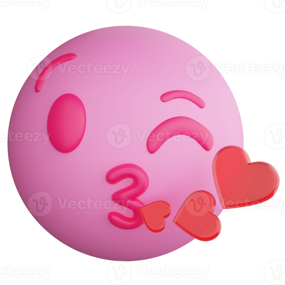 Love emoji clipart flat design icon isolated on transparent background, 3D render emoji and emoticon concept png