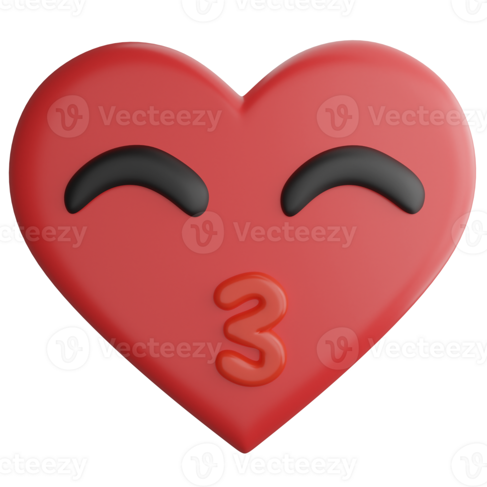 Heart emoji clipart flat design icon isolated on transparent background, 3D render emoji and emoticon concept png