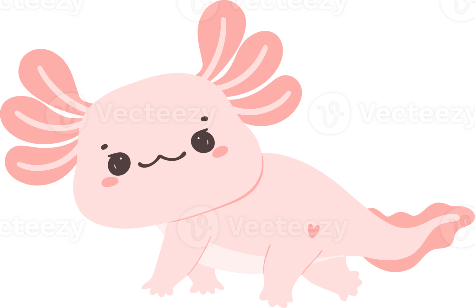Cute baby Axolotl Mexican walking fish in pink png