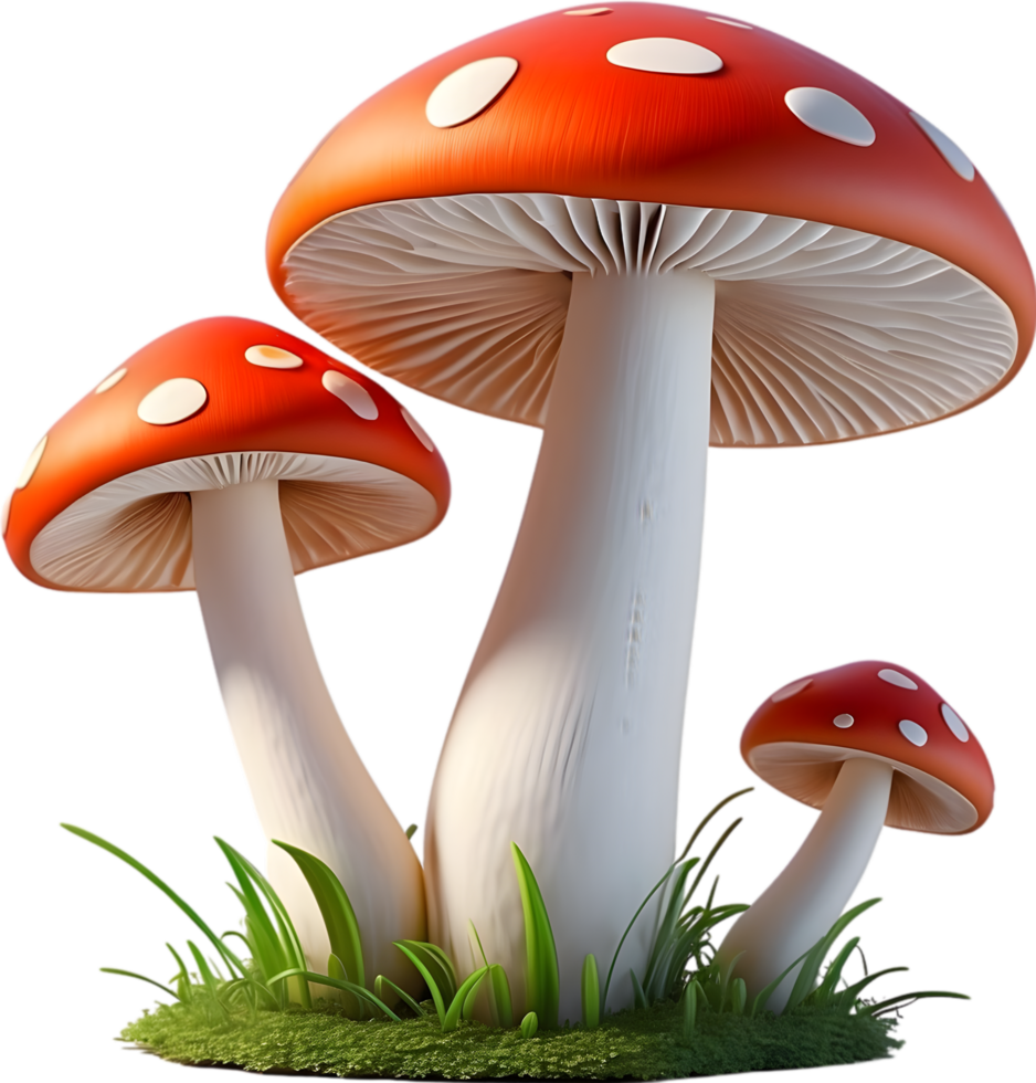 AI generated mushrooms png transparent background
