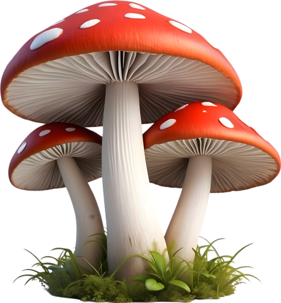 AI generated mushrooms png transparent background