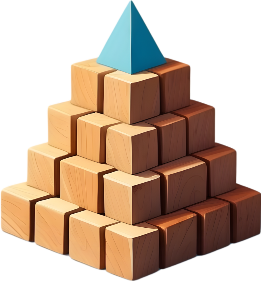 AI generated a pyramid made out of wooden blocks png