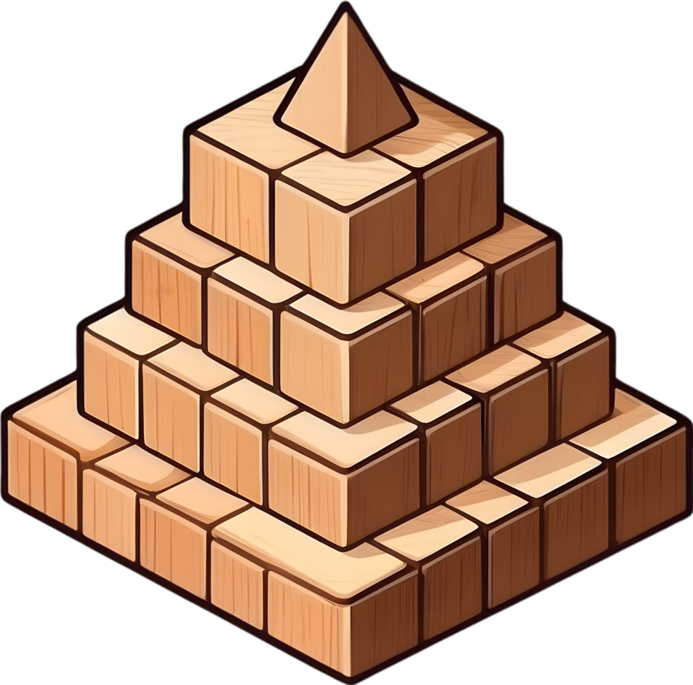 AI generated a pyramid made out of wooden blocks png