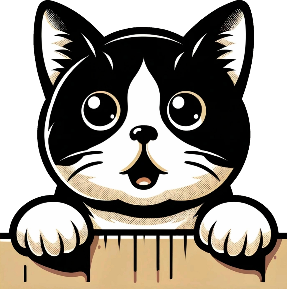 AI generated Japanese Bobtail Cat Peeking Watercolor clipart illustration, AI generated free PNG