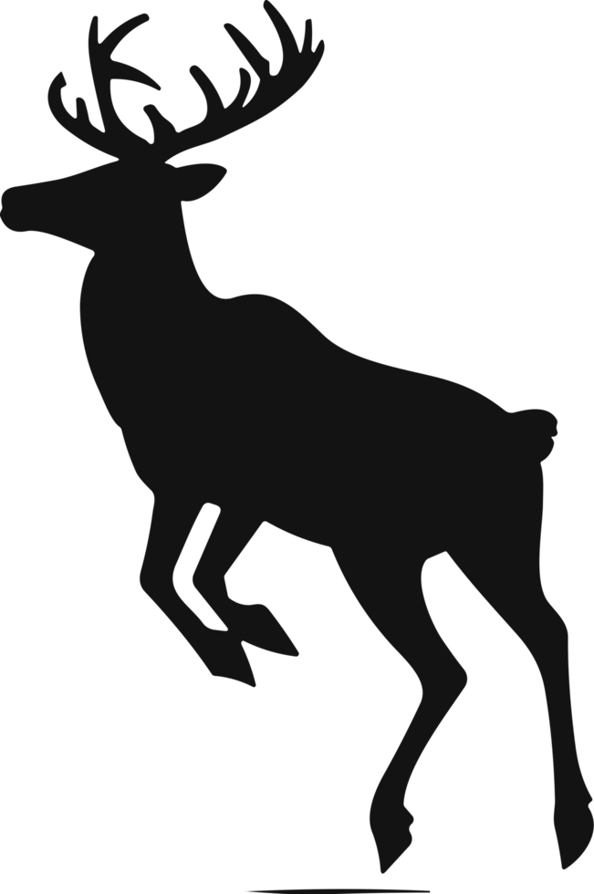 AI generated Collection of black deer silhouettes on transparent background png