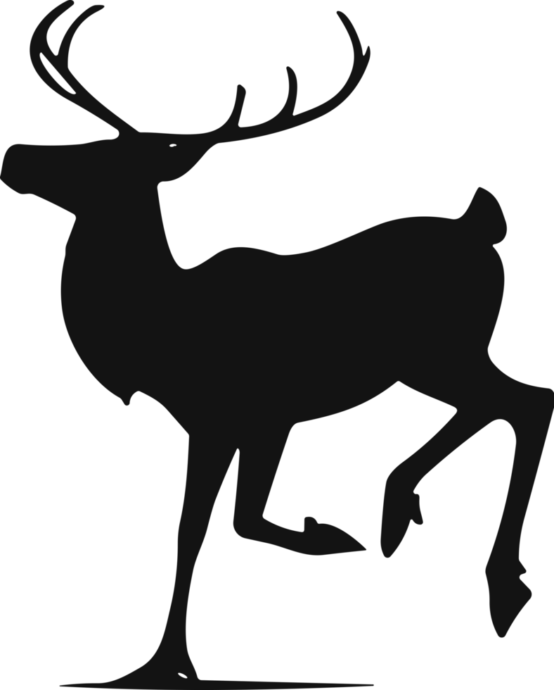 AI generated Collection of black deer silhouettes on transparent background png
