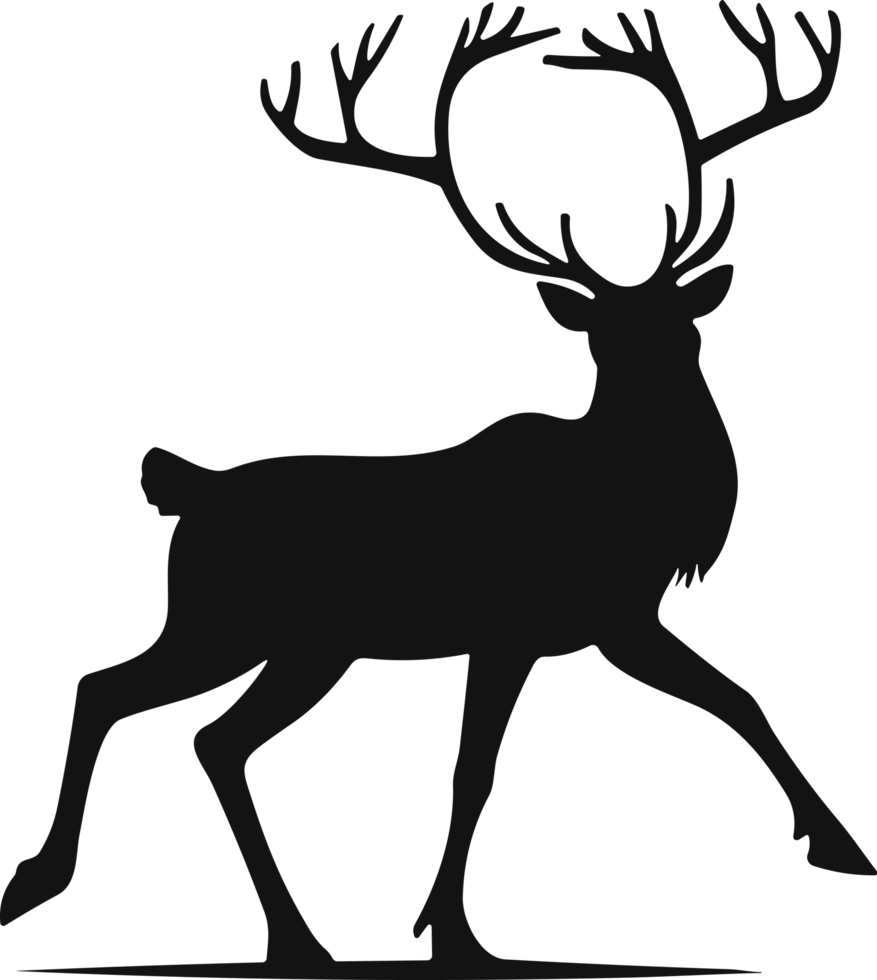 AI generated Collection of black deer silhouettes on transparent background png