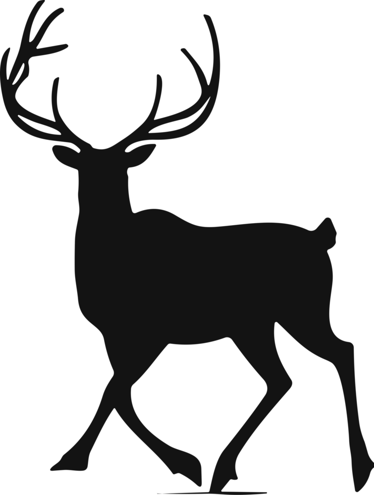 AI generated Collection of black deer silhouettes on transparent background png