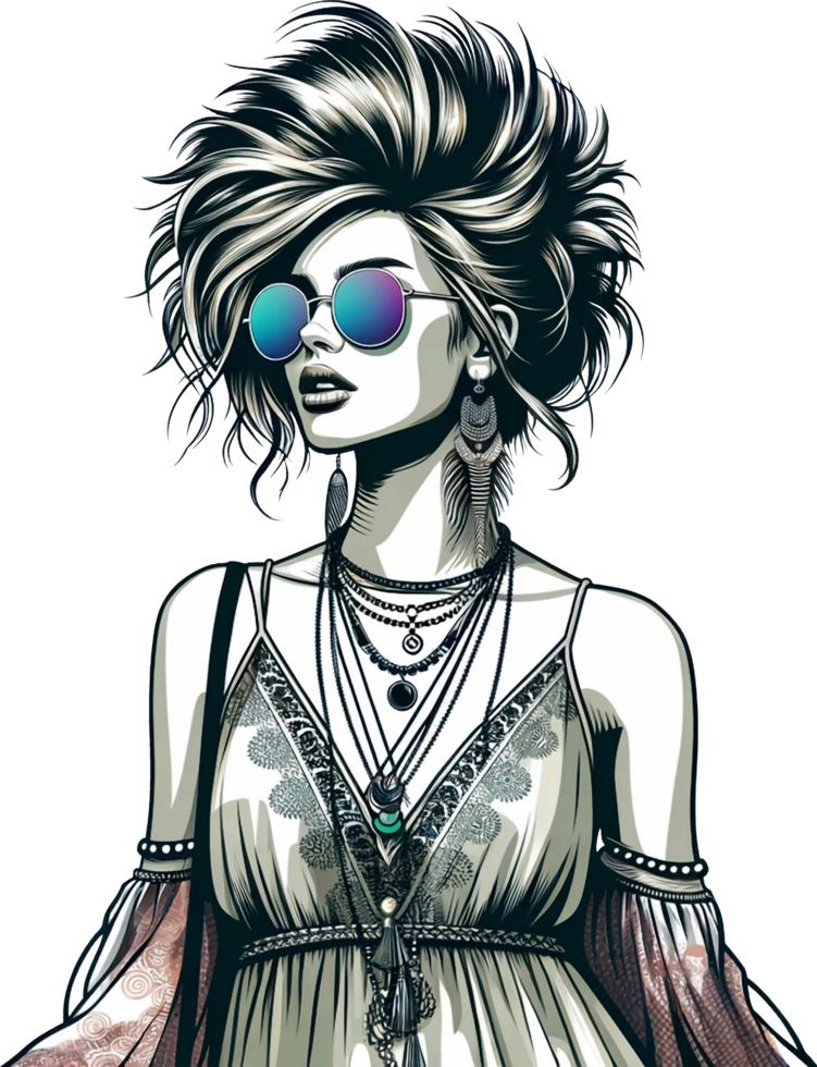 AI generated A modern pop girl in sunglasses looks seductive png