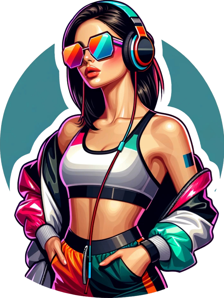 AI generated A modern pop girl in sunglasses looks seductive png
