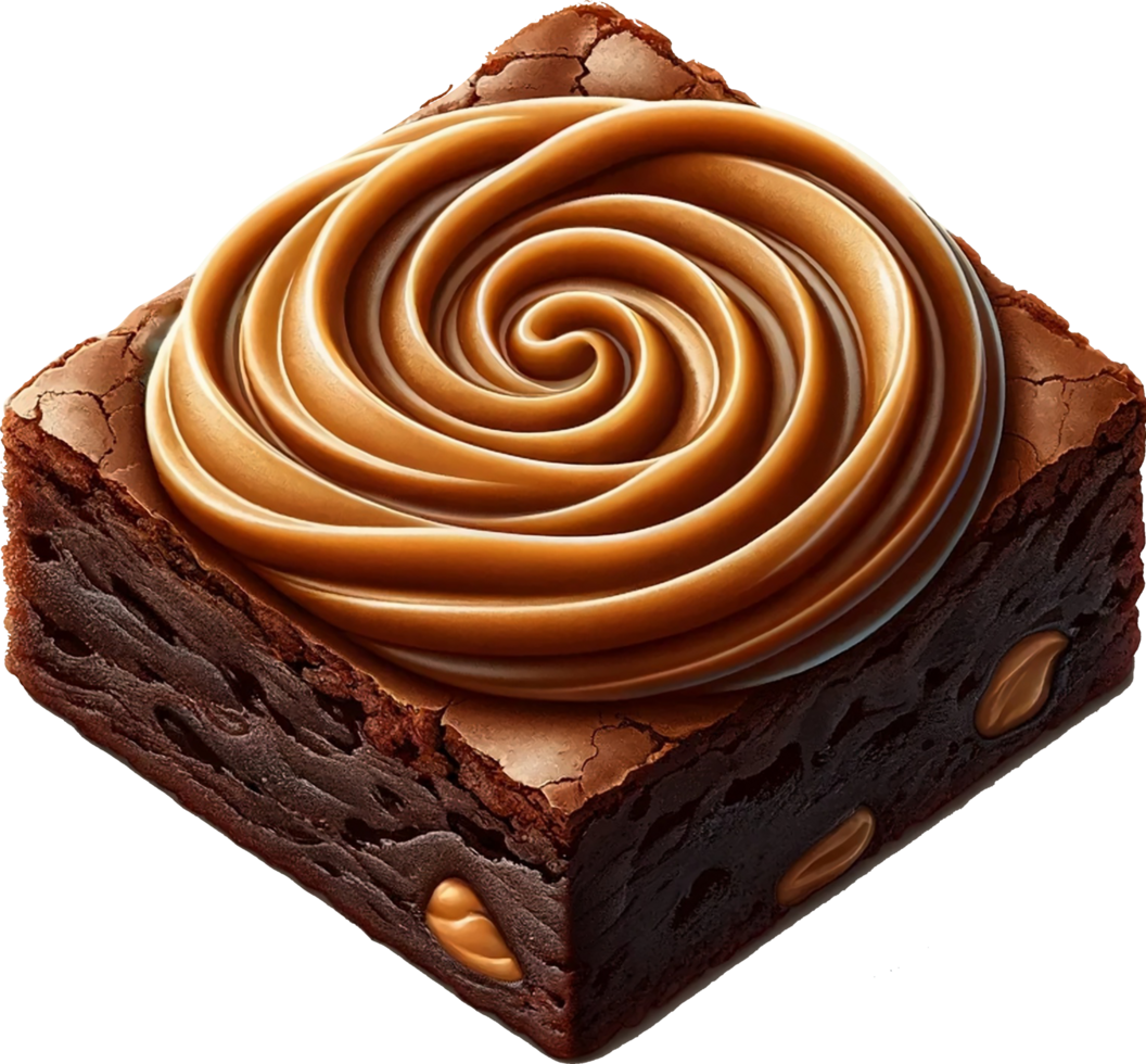 ai generado delicioso Brownies con caramelo vidriar y dulce chocolate pastel acuarela ilustración sublimación transparente antecedentes. generativo ai gratis png