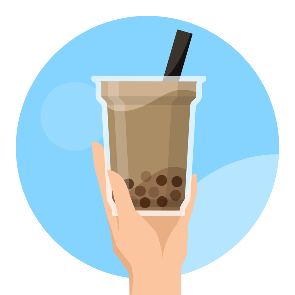 Bubble milk tea hand icon. lunch linear style sign for mobile concept and web design. Take Bubble milk tea for take photo simple line. illustration graphics. png