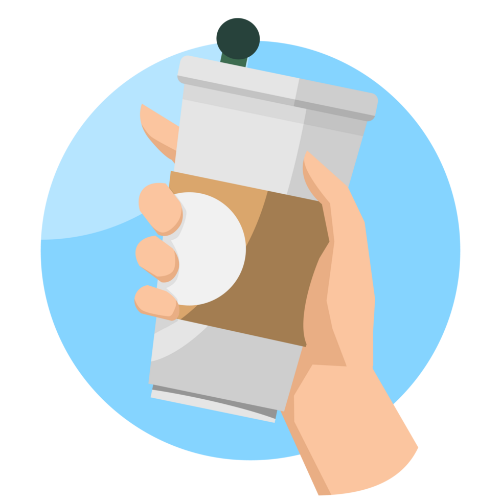 caffè tazza consegna mano icona. pranzo lineare stile cartello per mobile concetto e ragnatela design. prendere caffè semplice linea. illustrazione grafica. png