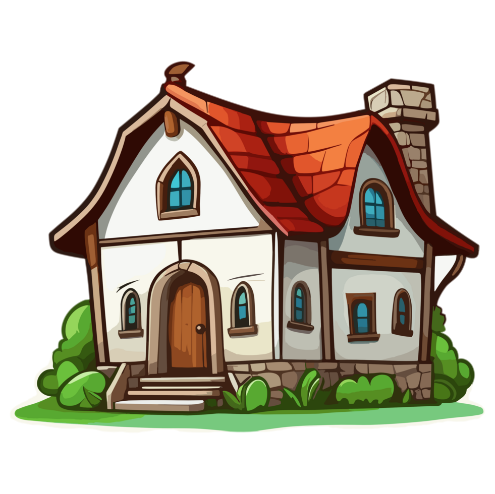AI generated Traditional village house. village house illustration in PNG. Traditional house roof. farmhouse illustration. png