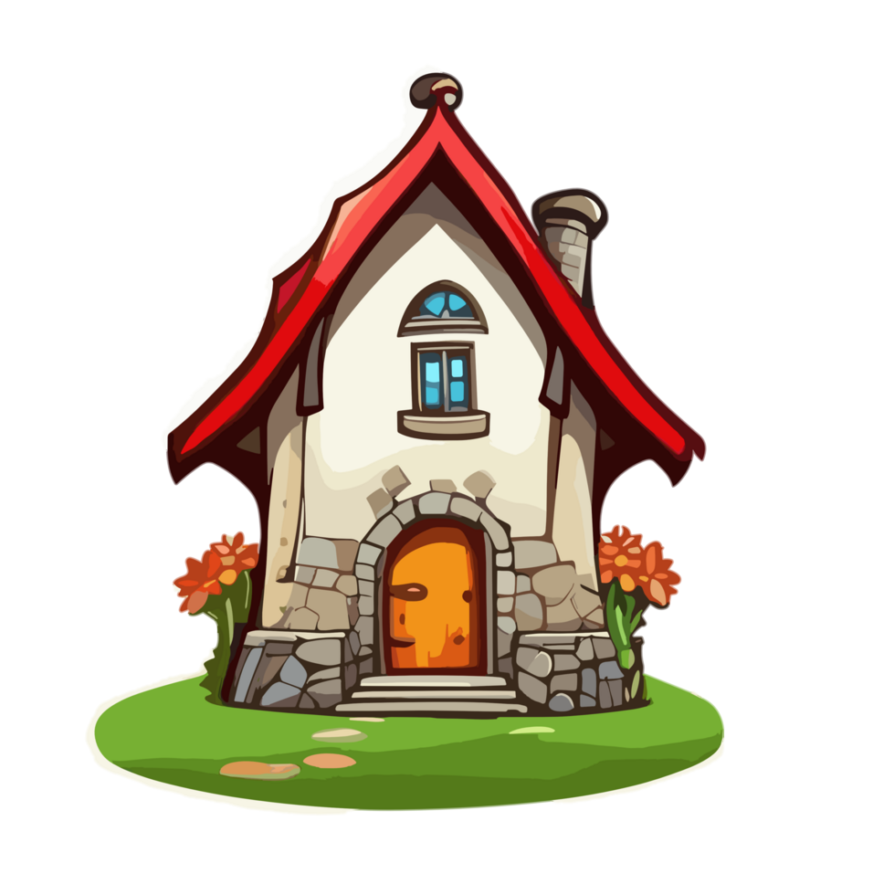 AI generated Traditional village house. village house illustration in PNG. Traditional house roof. farmhouse illustration. png