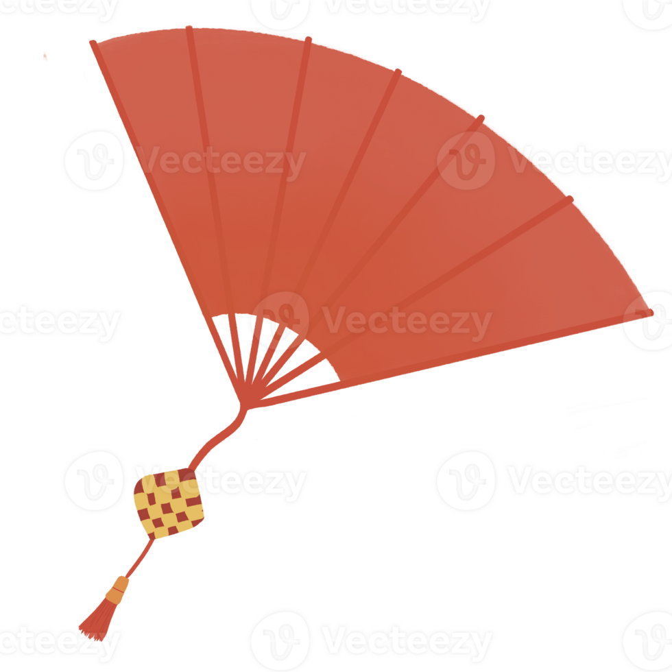 Red fan illustration perfect for lunar new year design png