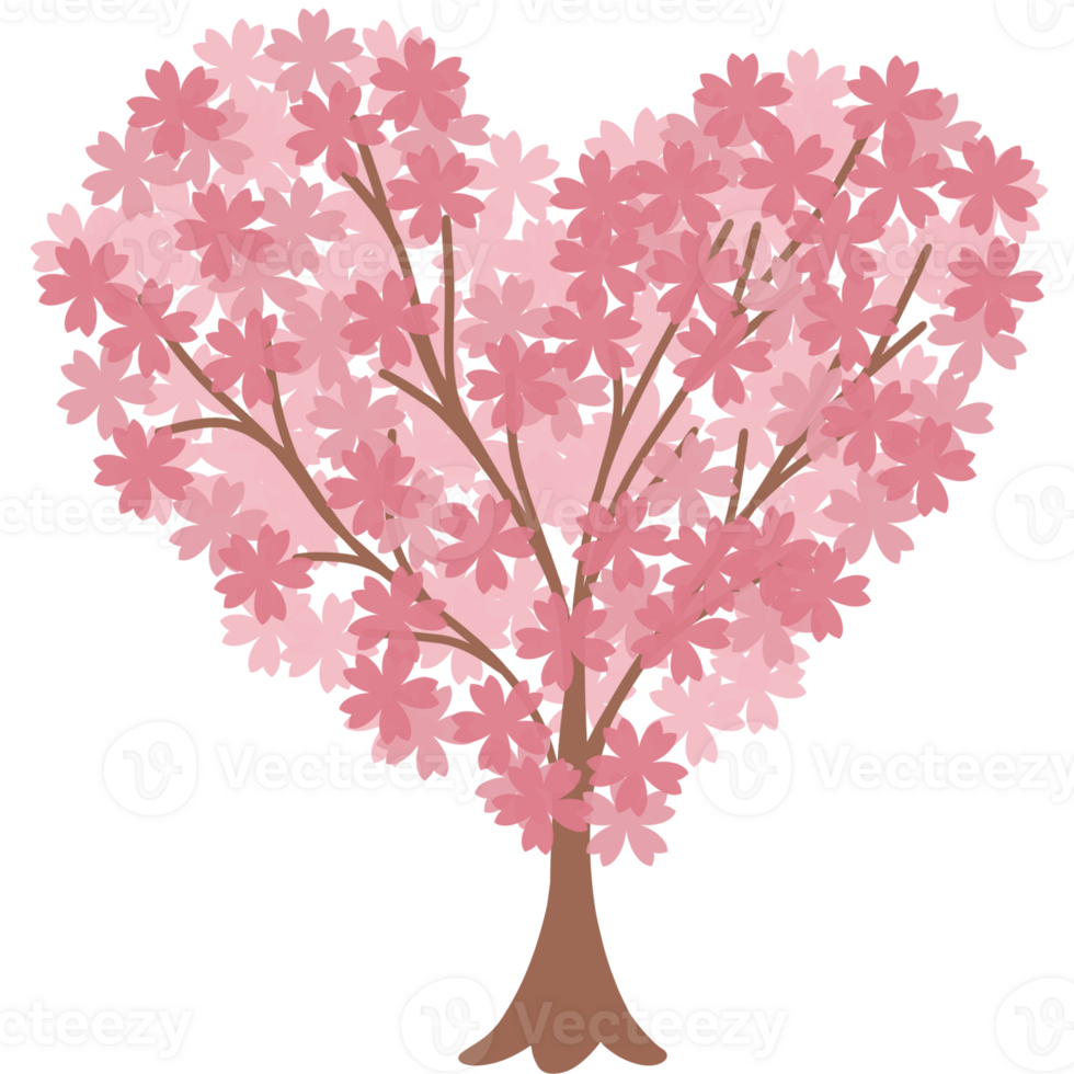 pink tree with flowers of Valentine day and love png