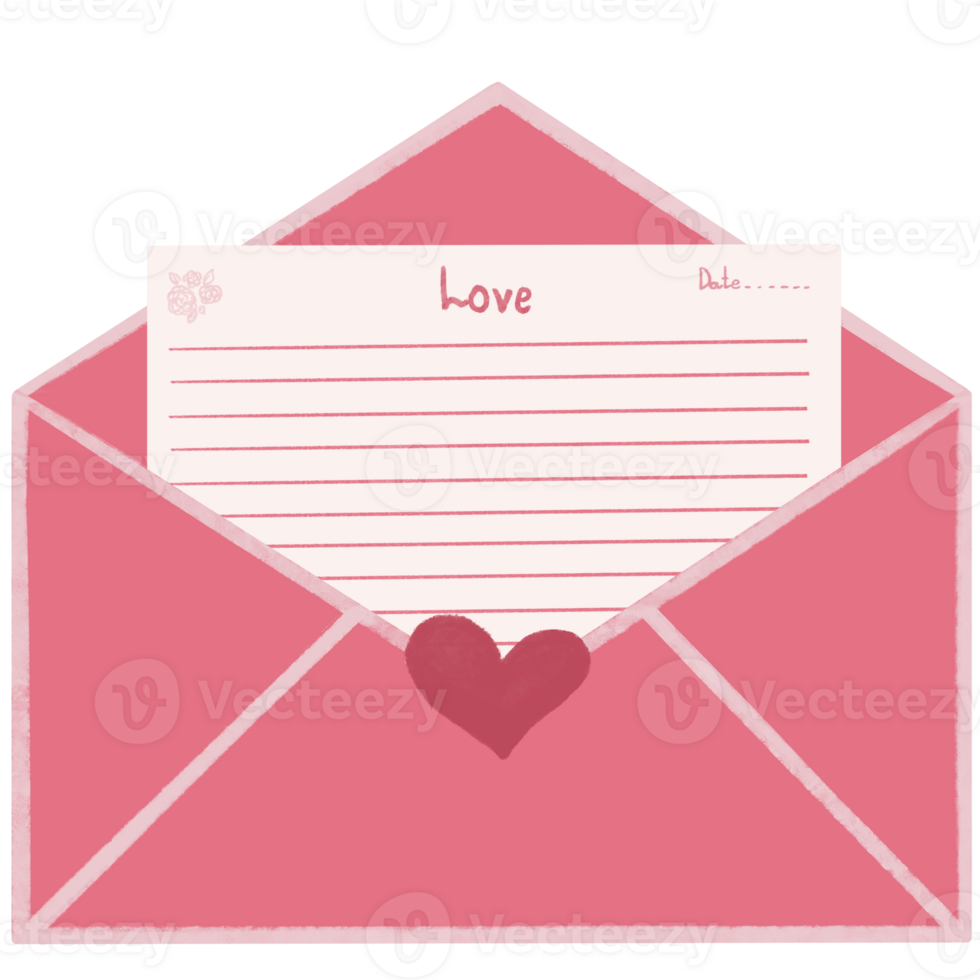 pink envelope with a heart and a letter png
