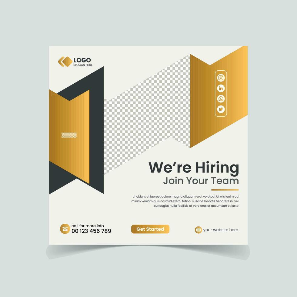 We are hiring job social media post banner design template vector