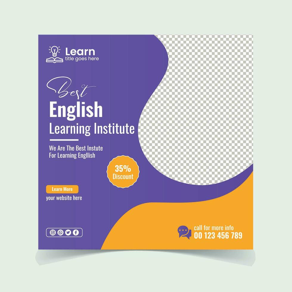 Online learn English language course illustration background banner design vector