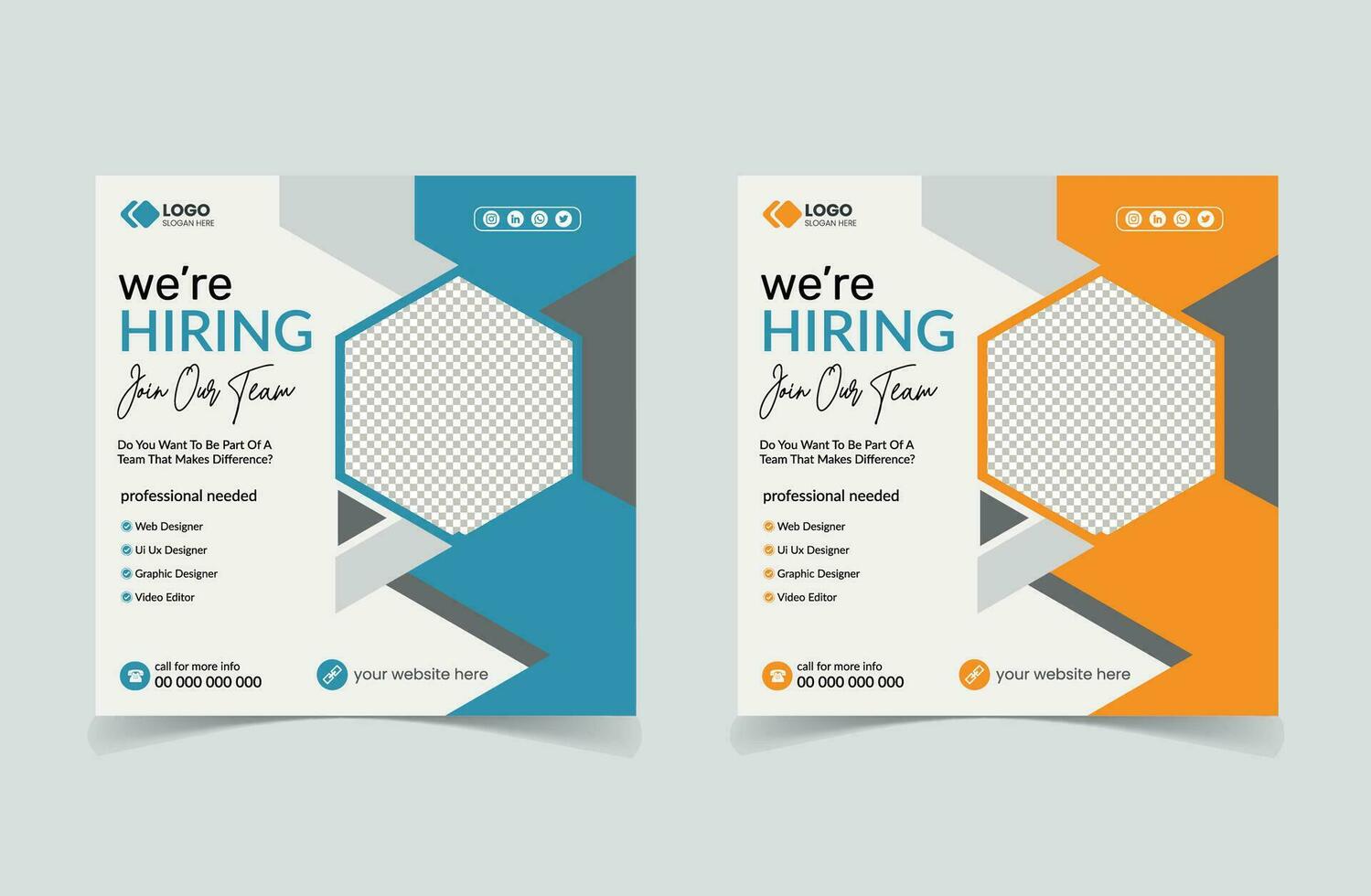 We are hiring job social media post abstract background social media post design vector