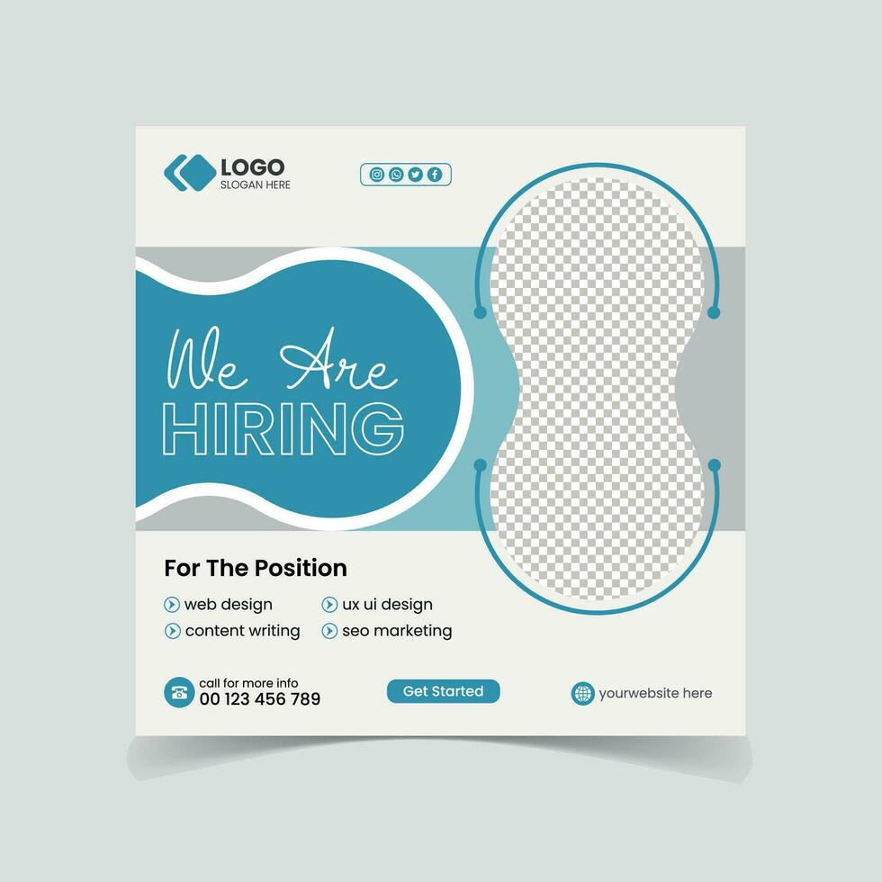 Job hiring social media post banner design vector