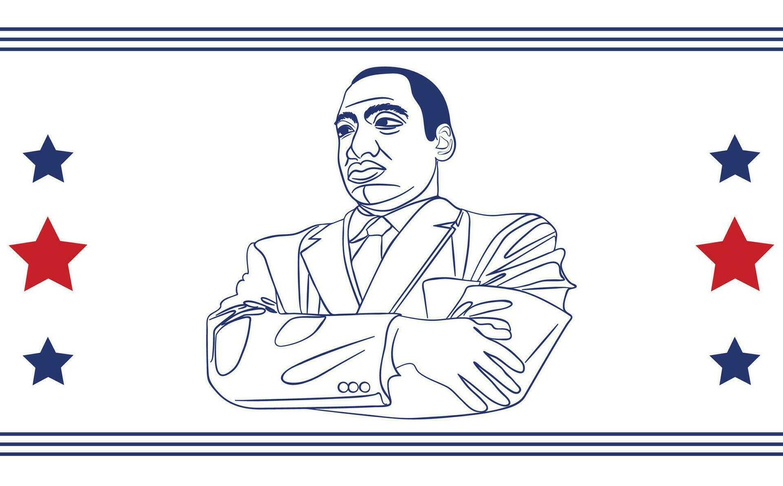 Martin Luther King Jr. Day greeting card design. MLK Day lettering inspirational quote, US flag background vector