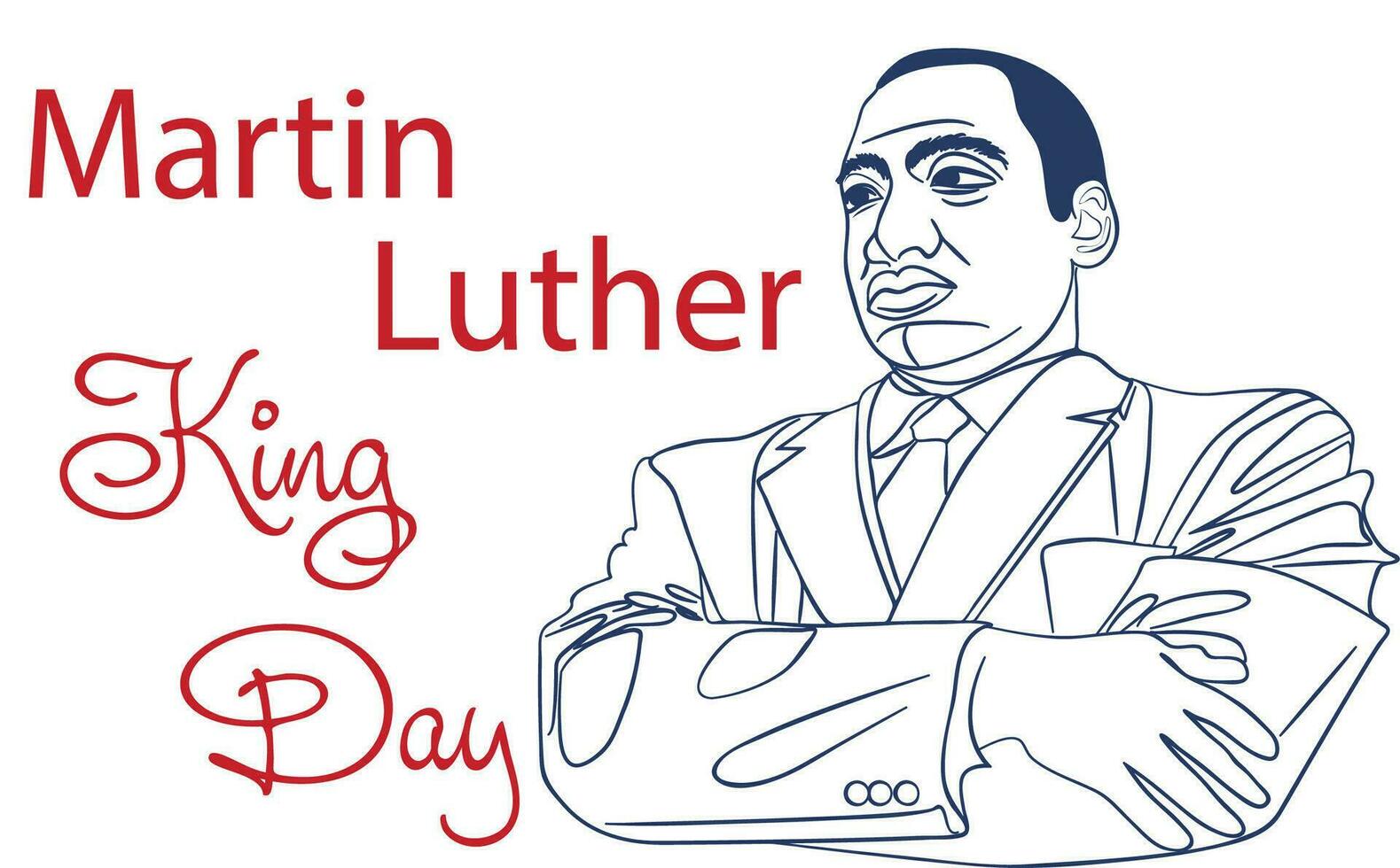Martin Luther King Jr. Day greeting card design. MLK Day lettering inspirational quote, US flag background vector