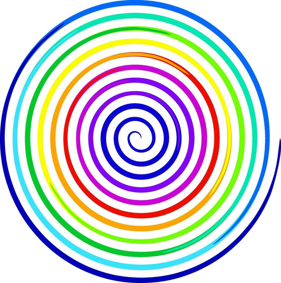 Rainbow spiral with very vivid colors. Fantasy whirlwind with primary colors vector