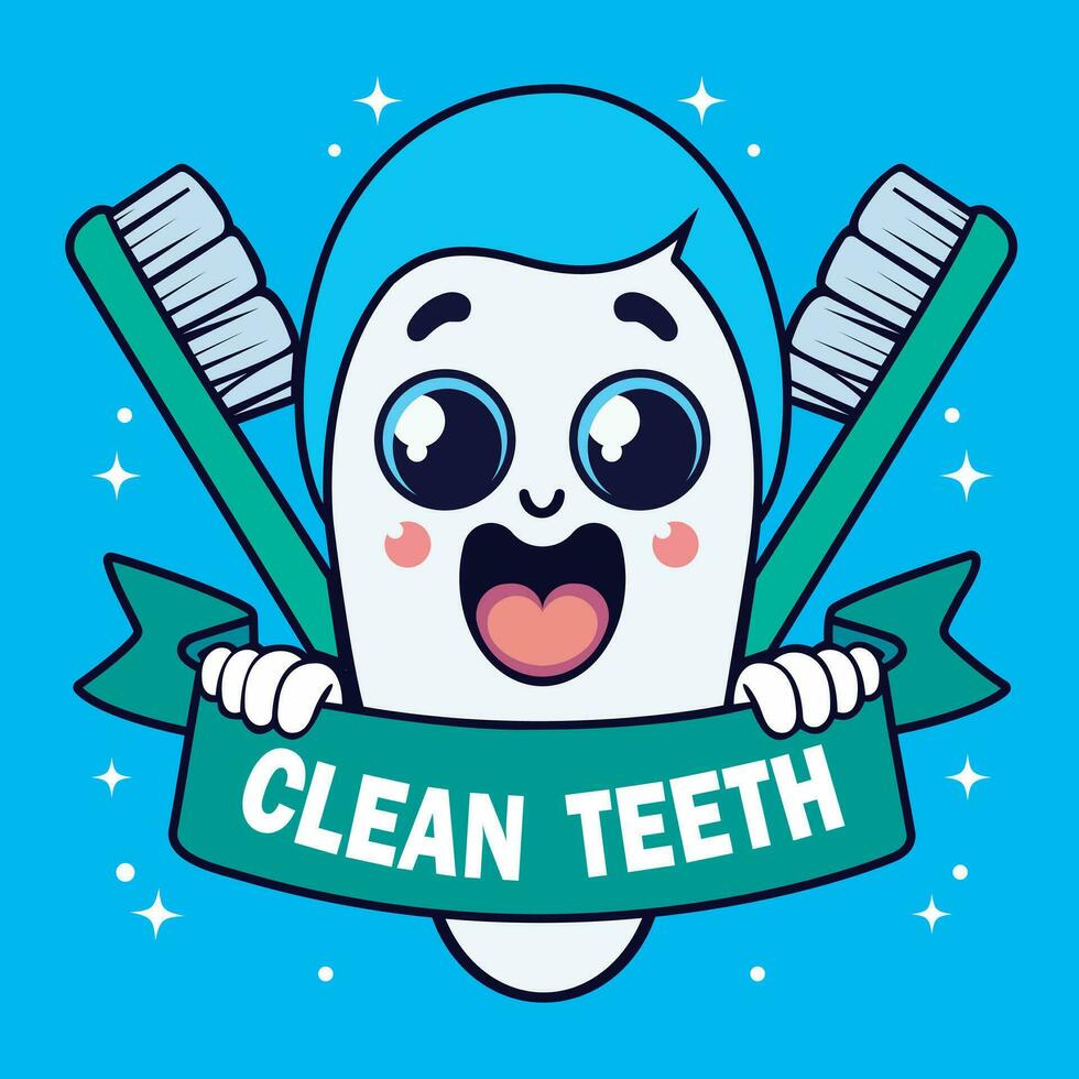 Tooth with Brush vector