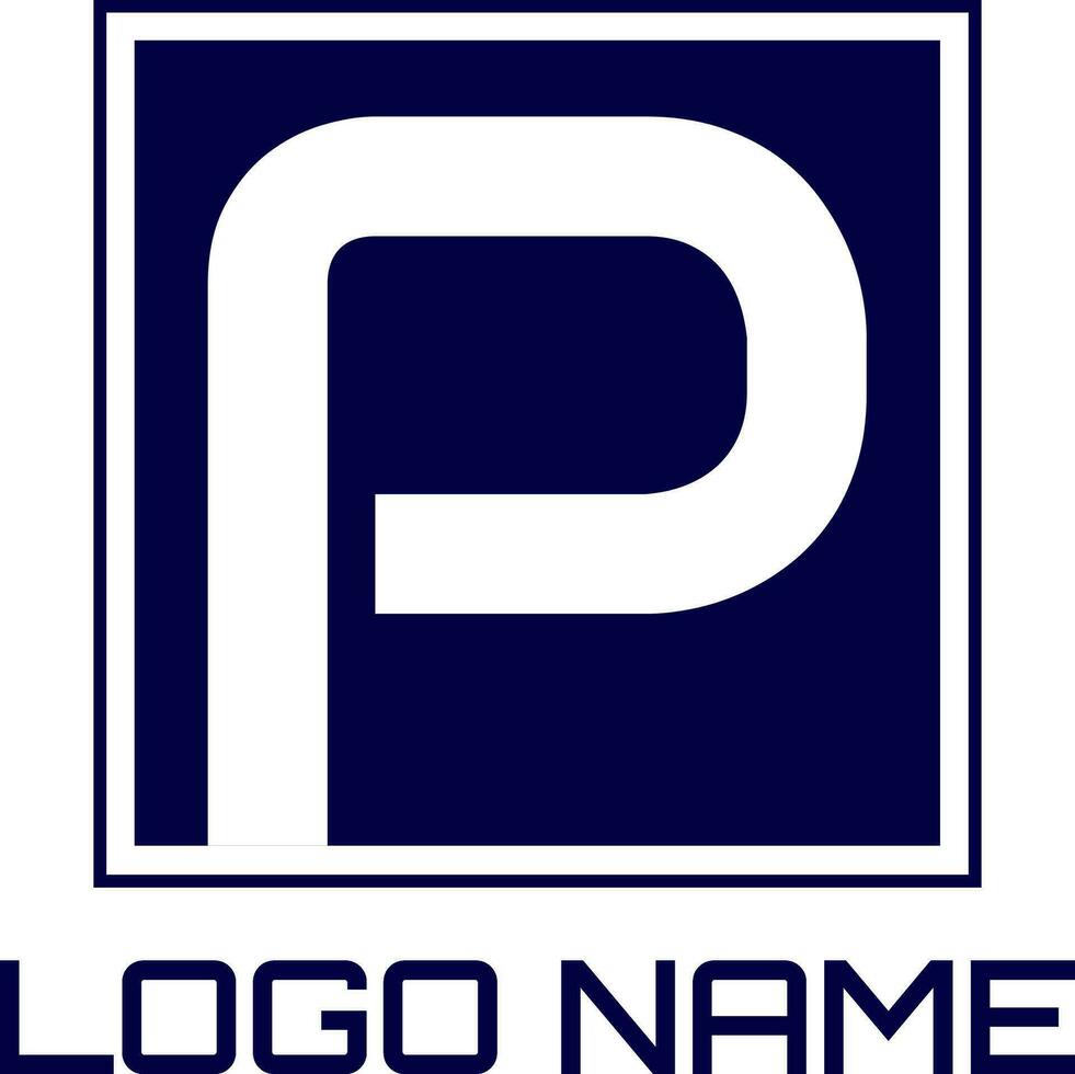 P initial logo with square icon vector