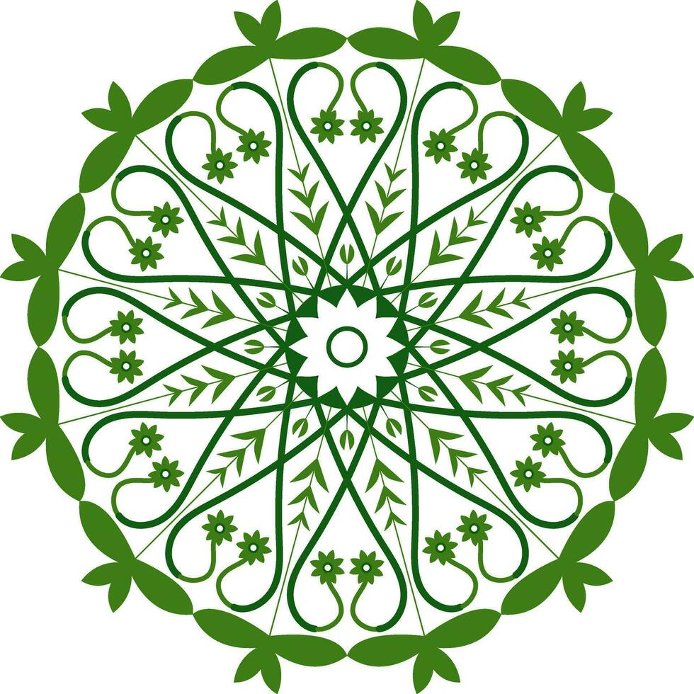 verde color floral mandala diseño. circular ornamento mandala de verde hojas. vector