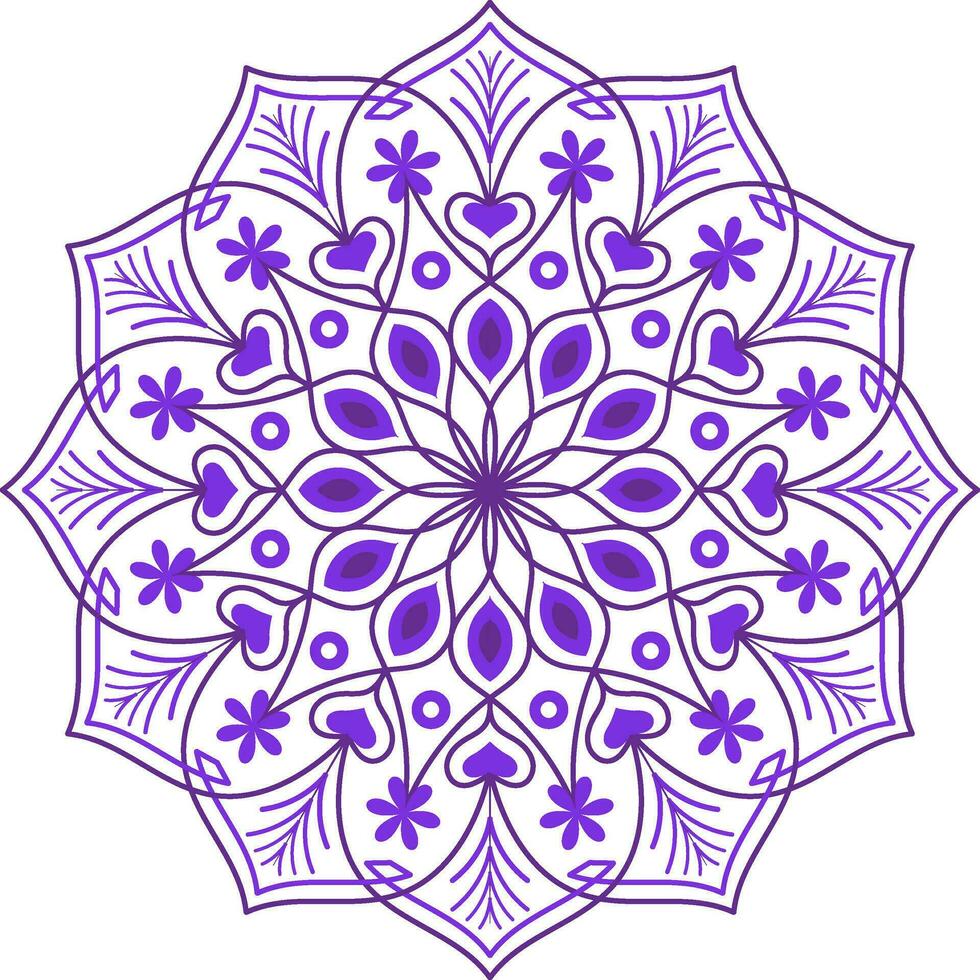 azul púrpura color floral decorativo mandala diseño. vector