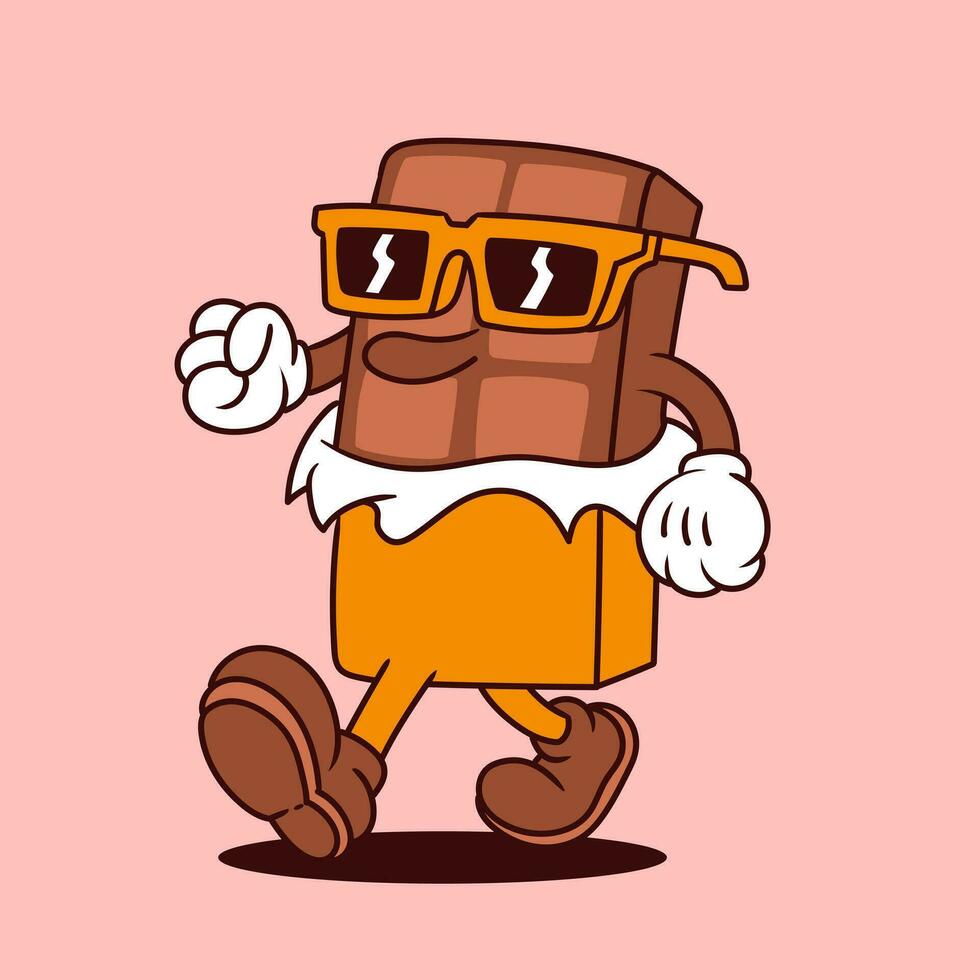 cute chocolate character, chocolate vector, cute retro character vector