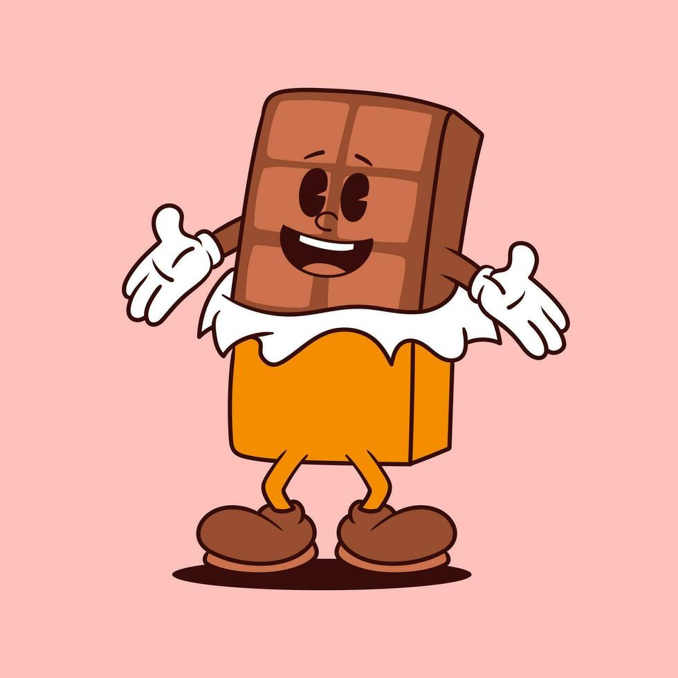 cute chocolate character, chocolate vector, cute retro character vector