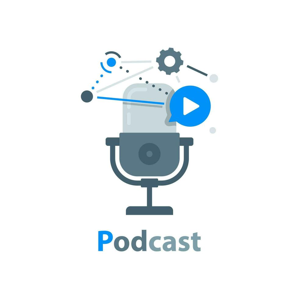 Simple Podcast Logo Design,Mix Audio Broadcast vector Illustration