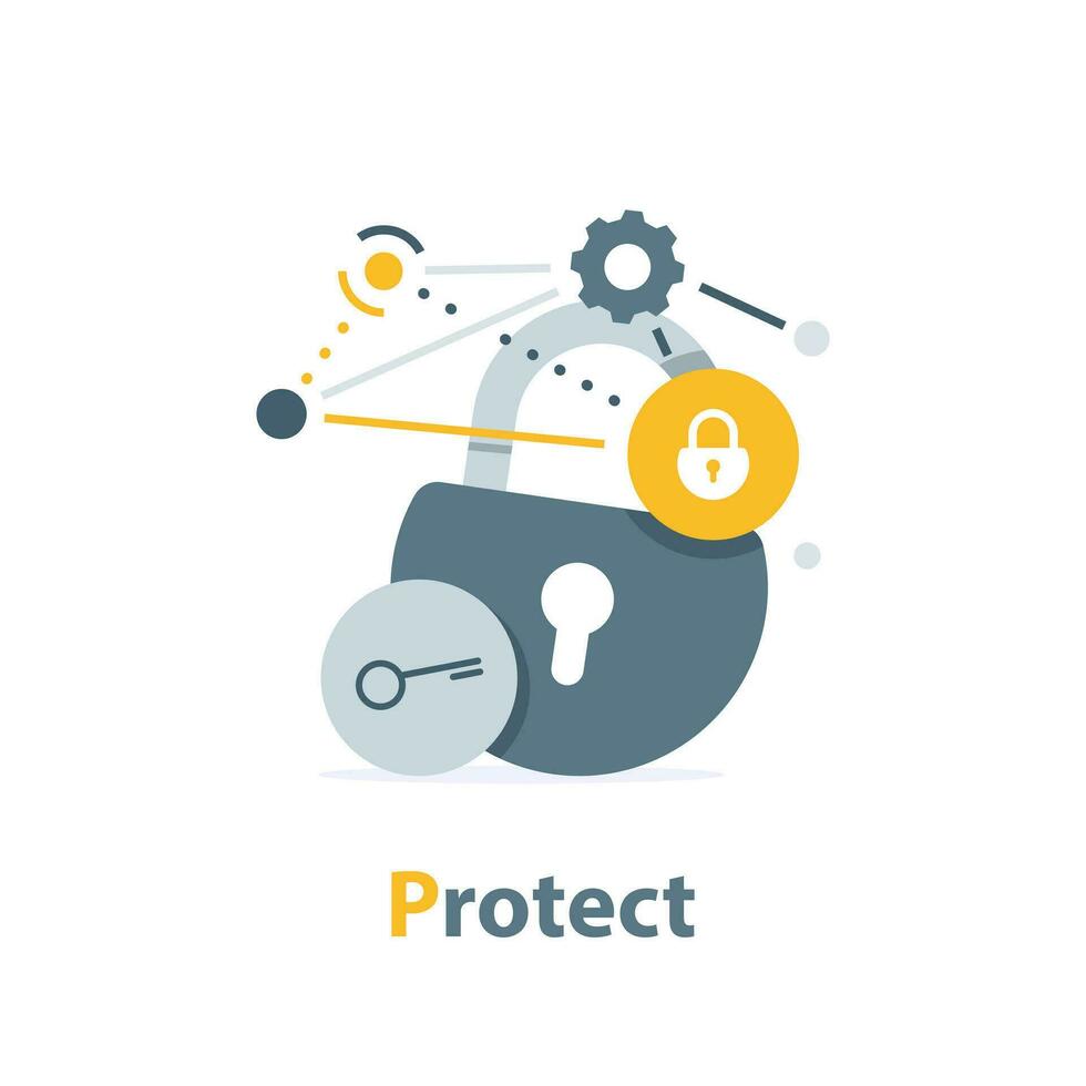 Protection concept. Protect mechanism, system privacy vector